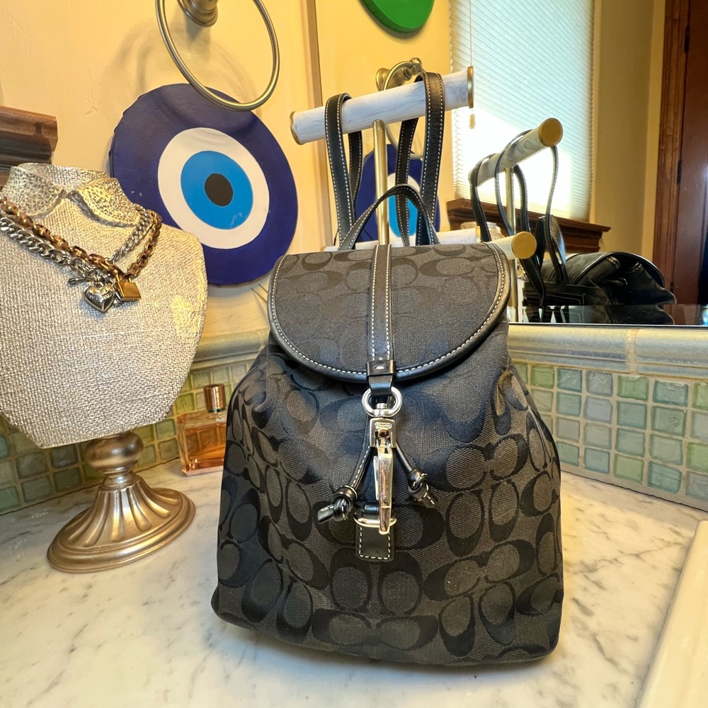 Coach Black Signature Backpack